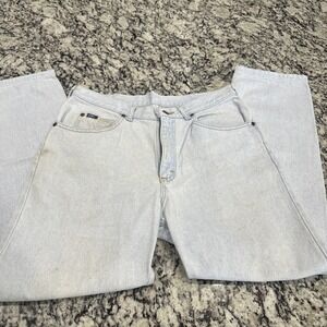 VTG 80s Mr. Lee‎ Denim Mom Jeans Light Wash High Waist USA 32x28